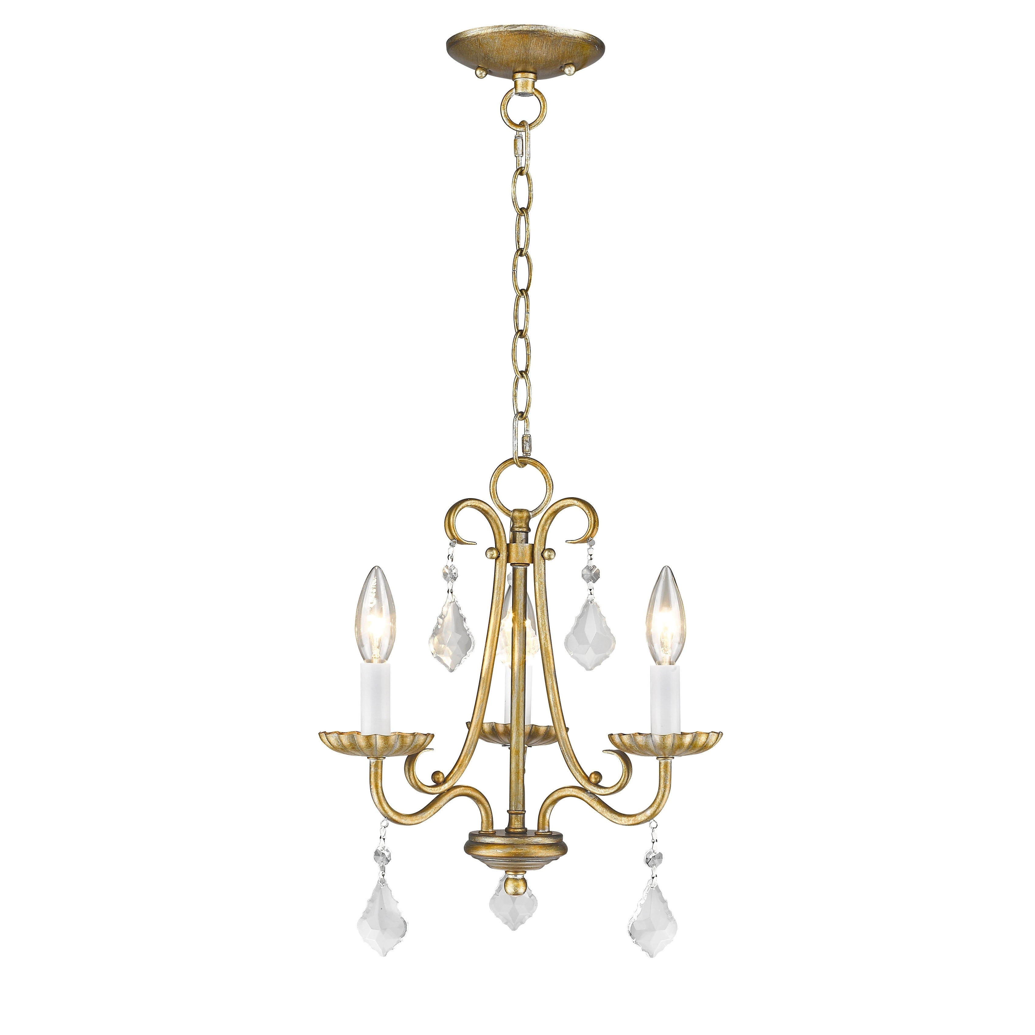 Livex Lighting Daphne Goldtone Steel 3-light Chandelier (Antique Gold Leaf) - Chandeliers For Bedrooms by Overstock.com