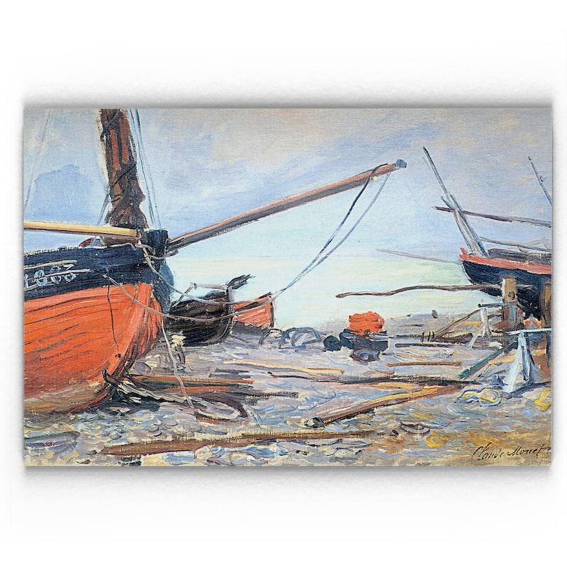 Claude Monet 'Boat on the Beach' Canvas Wall Art