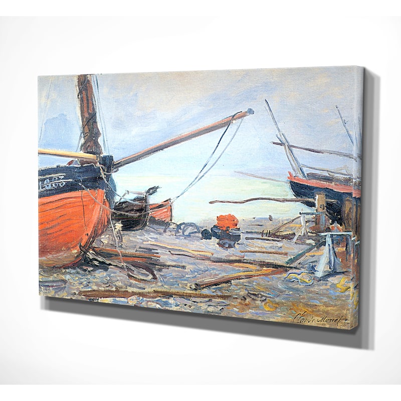 Claude Monet 'Boat on the Beach' Canvas Wall Art