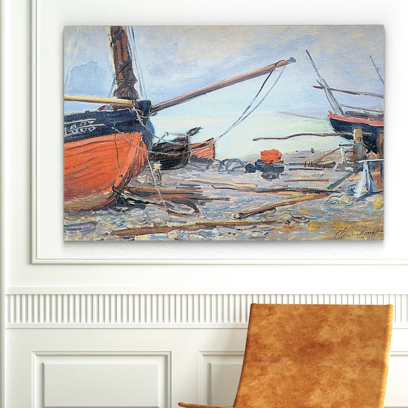 Claude Monet 'Boat on the Beach' Canvas Wall Art