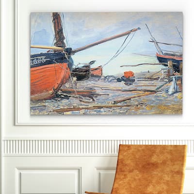 Claude Monet 'Boat on the Beach' Canvas Wall Art