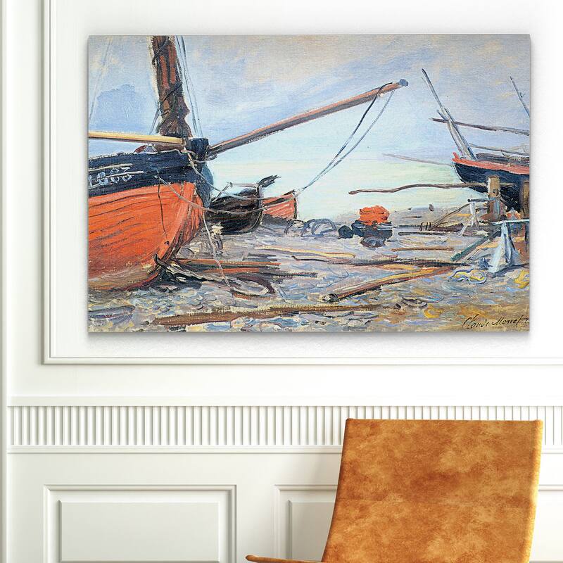 Claude Monet 'Boat on the Beach' Canvas Wall Art