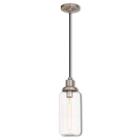 Livex Lighting Art Brushed Nickel Art Glass 1-light Mini Pendant - Silver