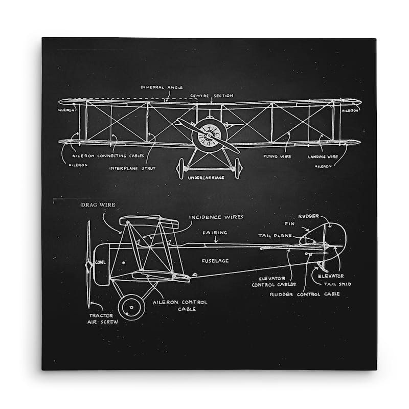 Wexford Home 'Bi Plane Sketch' Gallery Wrapped Canvas