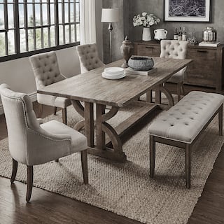 Beige Kitchen Dining Room Sets Online At Our Paloma Salvaged Reclaimed Pine Wood 6 Piece Rectangle Dining Set By Inspire Q