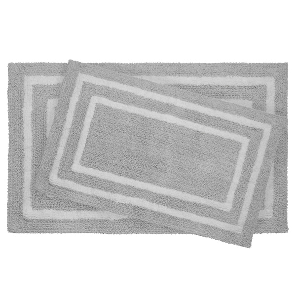 Jean Pierre Double Border Reversible Cotton 2PC Bath Mat Set