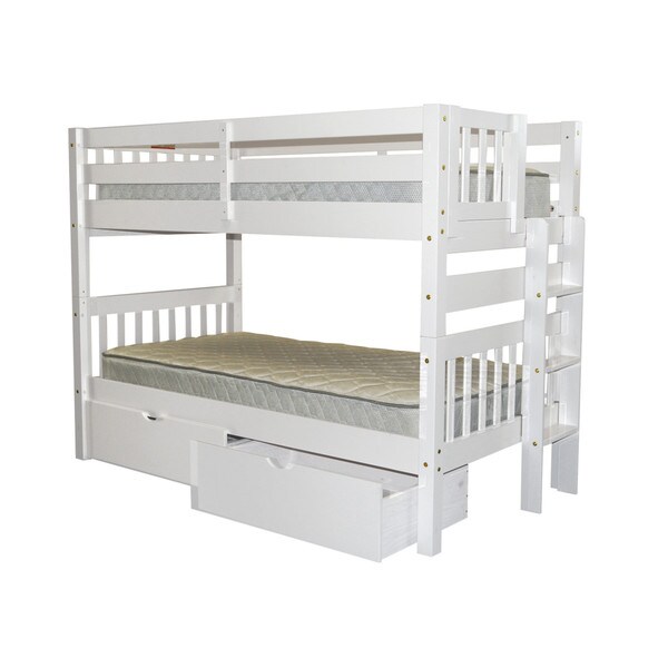 Shop Bedz King Bunk Bed Twin over Twin with End Ladder and 2 Under Bed