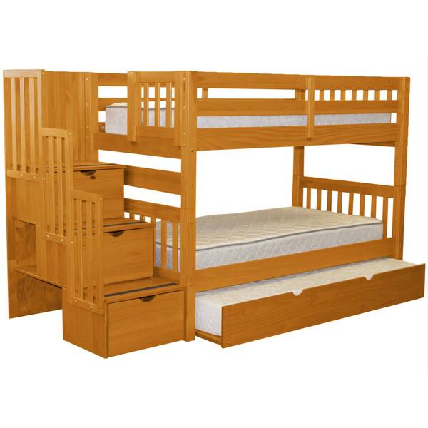 Shop Taylor Olive Trillium Honey Twin Over Twin Bunk Bed With
