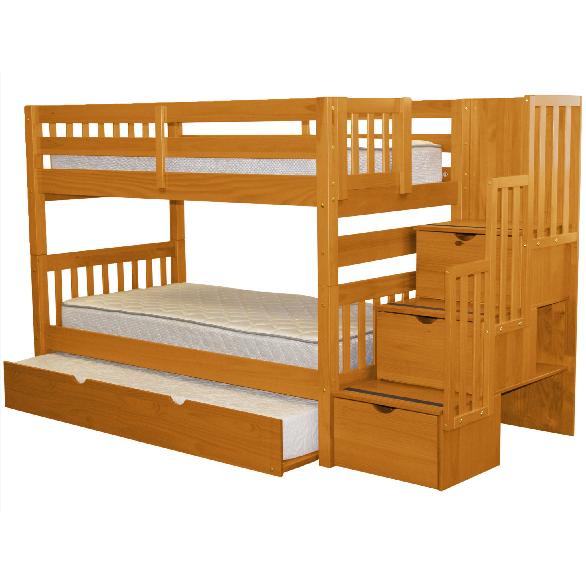 Shop Taylor Olive Trillium Honey Twin Over Twin Bunk Bed With