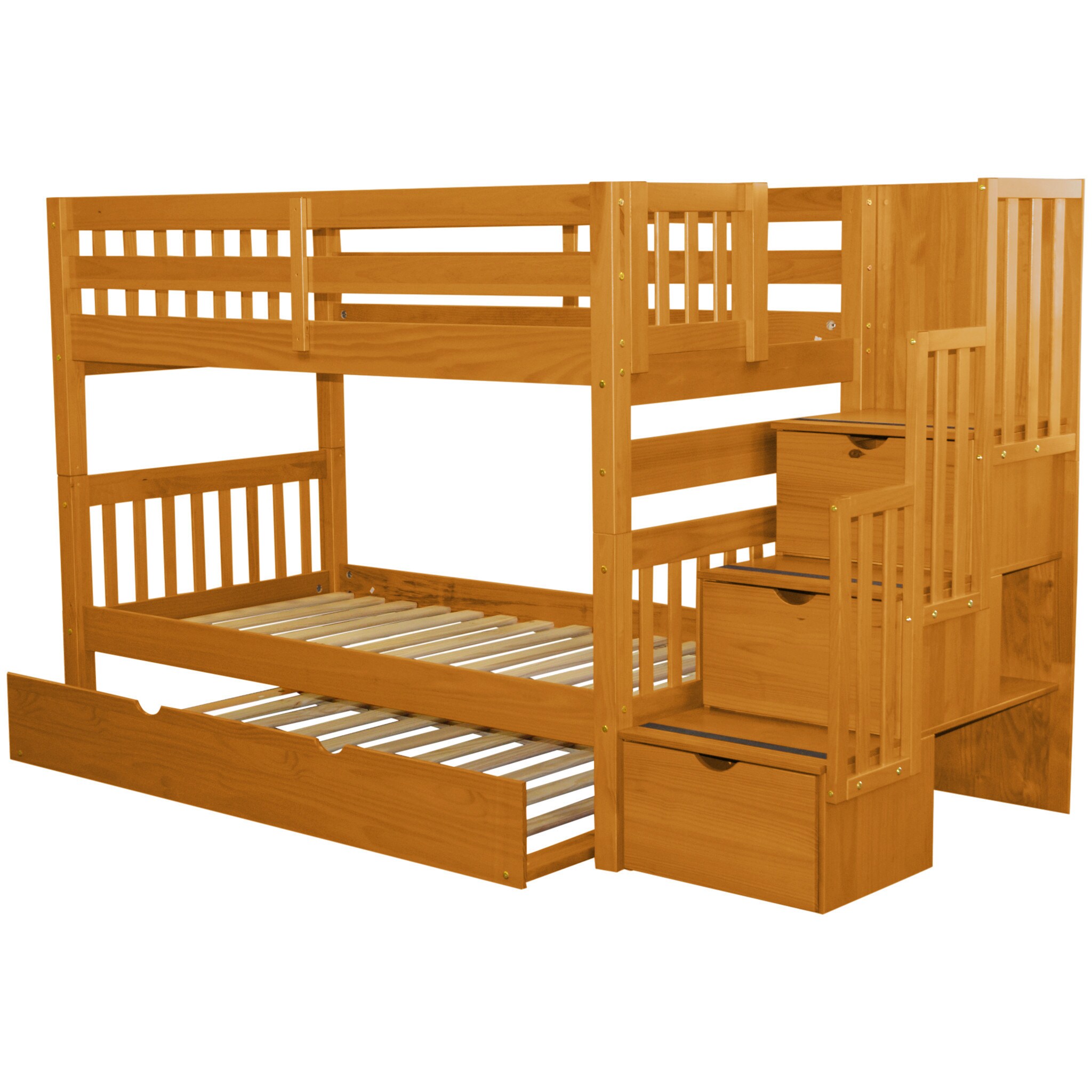 Shop Taylor Olive Trillium Honey Twin Over Twin Bunk Bed With