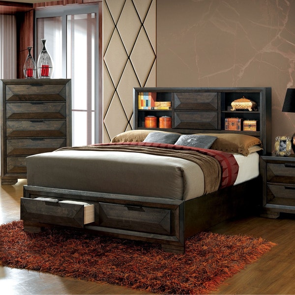 Furniture of America Kini Contemporary Espresso Solid Wood Storage Bed