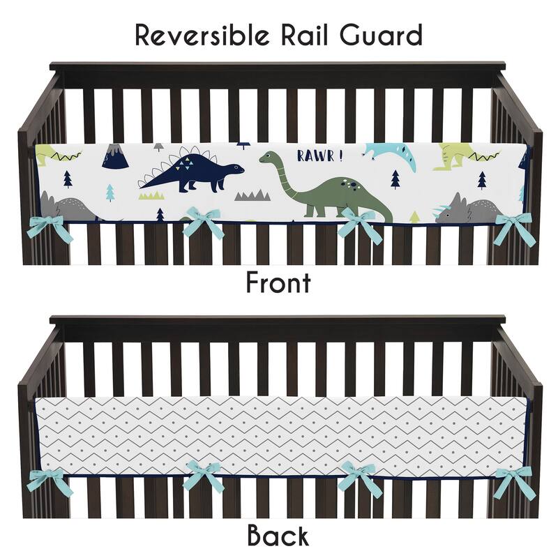 Sweet Jojo Designs Blue and Green Mod Dinosaur Collection Microfiber Long Crib Rail-guard Cover