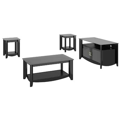 Bush Furniture Aero TV Stand and Coffee Table with End Tables in Black