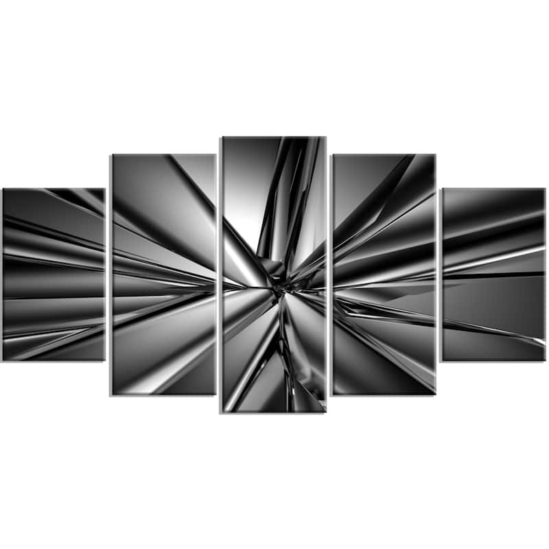 Designart "Futuristic Crystal Background" Large Abstract Canvas Art Print- 60x32 5 Panels