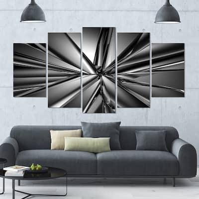 Designart "Futuristic Crystal Background" Large Abstract Canvas Art Print- 60x32 5 Panels