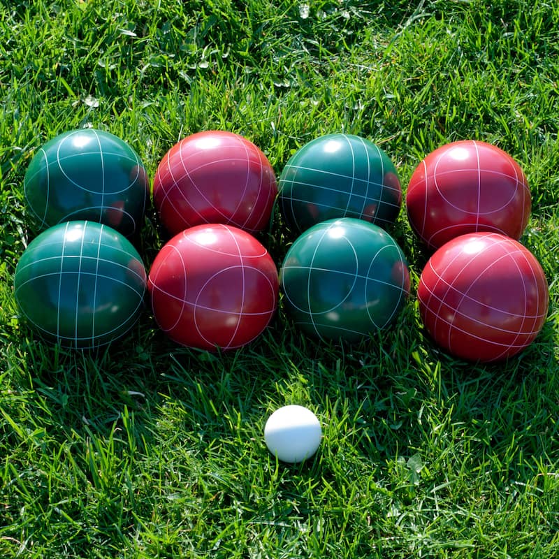Hey! Play! 9-piece Bocce Ball Set with Easy Carry Nylon - Red/Green - 3.5" Ball