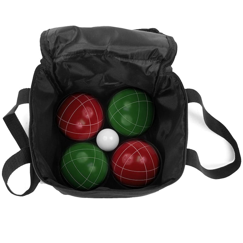 Hey! Play! 9-piece Bocce Ball Set with Easy Carry Nylon - Red/Green - 3.5" Ball