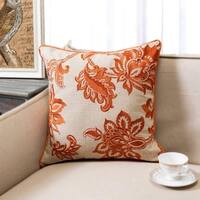 Linen Embroidered French Country Floral Throw Pillow