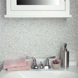 Somertile 12 25x12 25 Inch Pebble White Stone Mosaic Somertile 12 25x12 25 Inch Pebble
