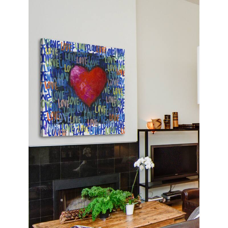 'Blue Love' Painting Print on Wrapped Canvas - Blue