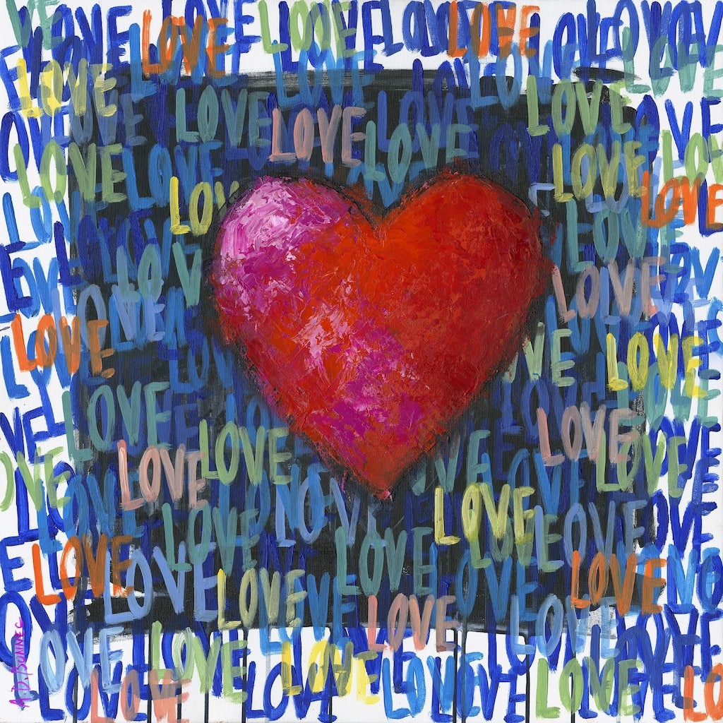 'Blue Love' Painting Print on Wrapped Canvas - Blue