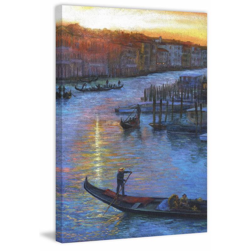 'Sunset Grand Canal' Painting Print on Wrapped Canvas - Multi-Color