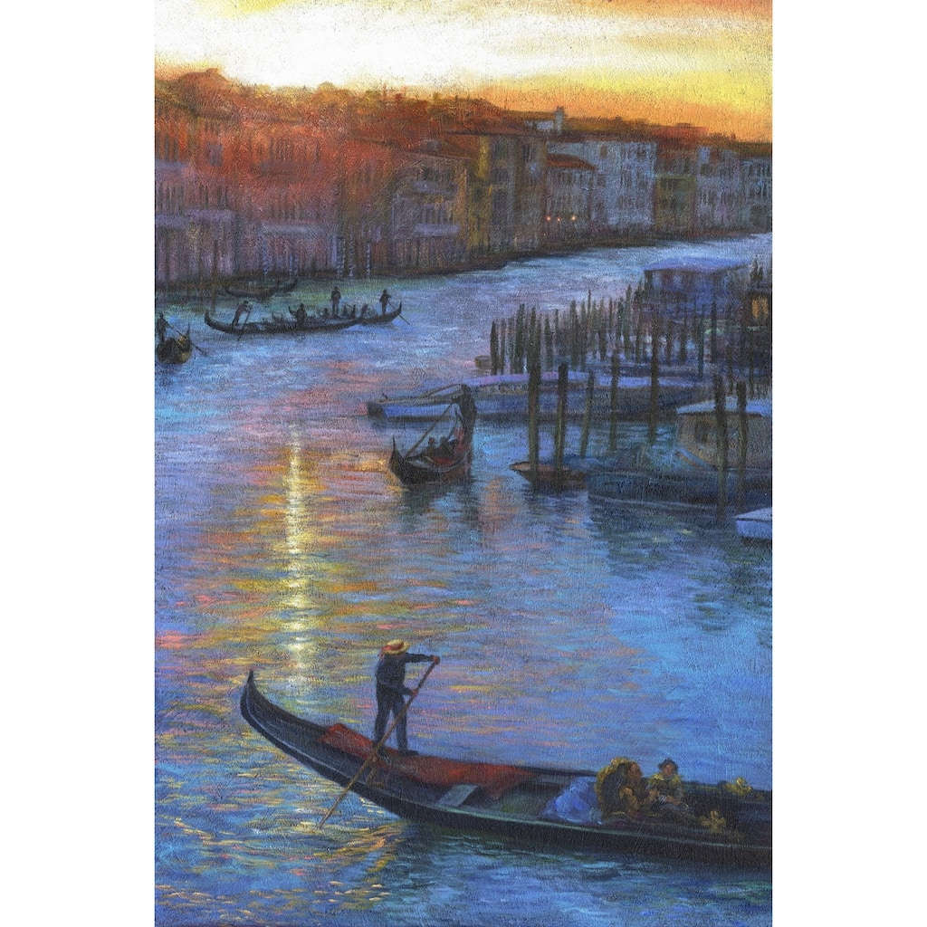 'Sunset Grand Canal' Painting Print on Wrapped Canvas - Multi-Color