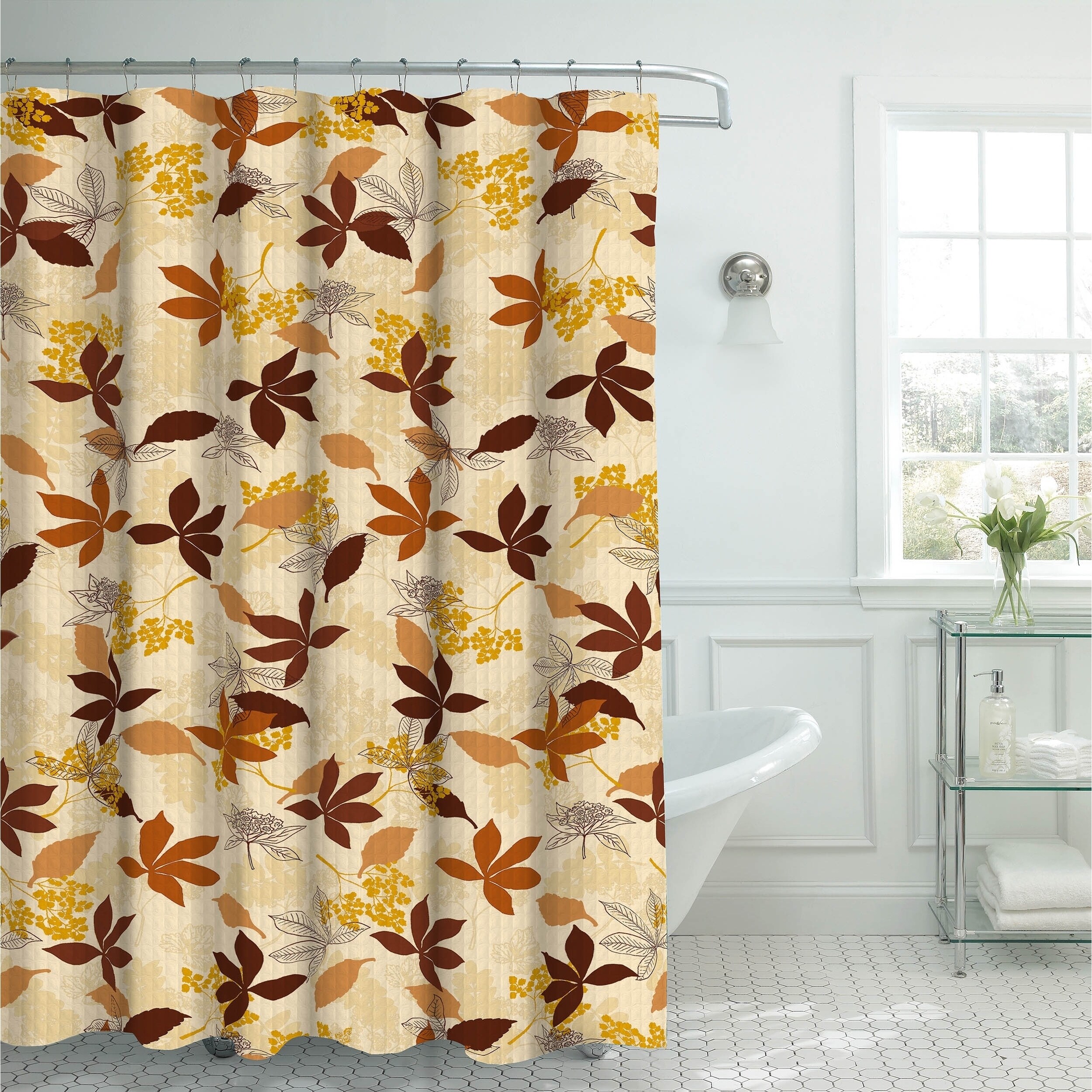 Shop Blowing Leaves Oxford Weave Textured Shower Curtain With 12