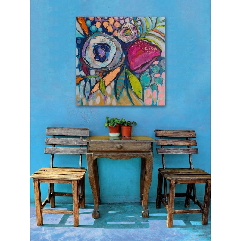 'Floral Dimensions' Painting Print on Wrapped Canvas - Multi-Color