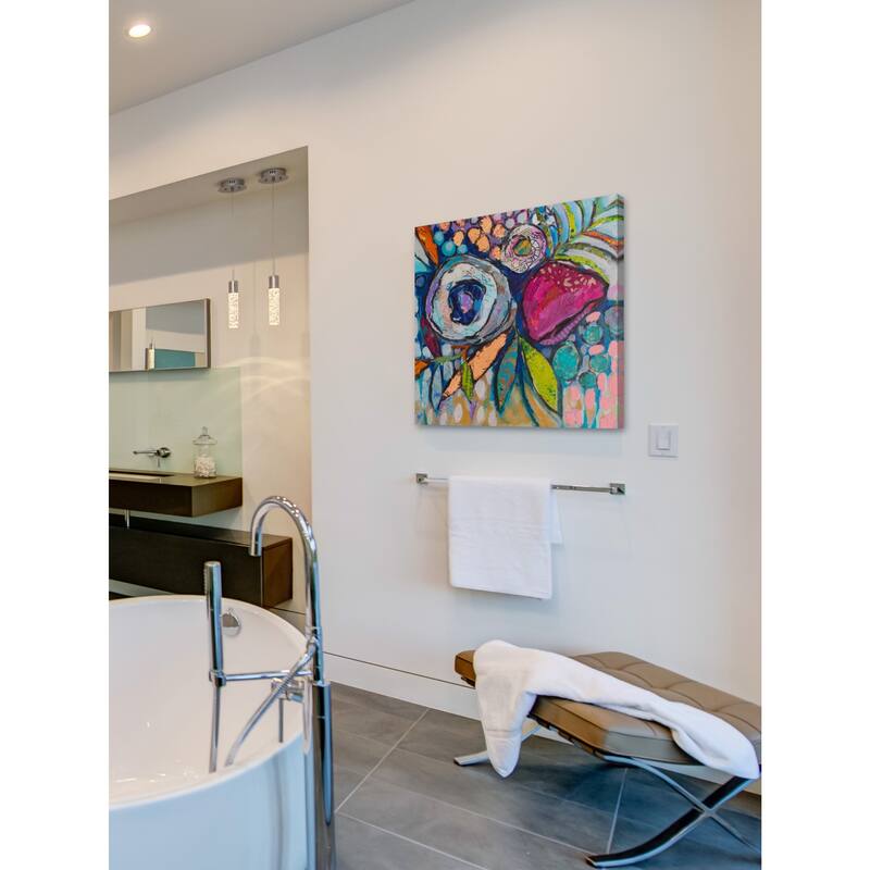 'Floral Dimensions' Painting Print on Wrapped Canvas - Multi-Color