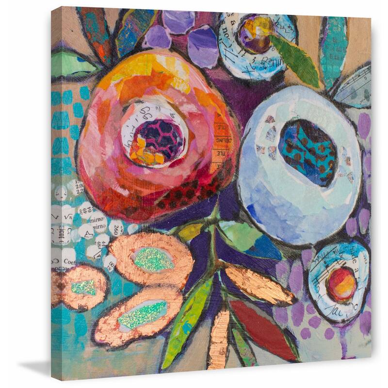 'Plastered Flowers' Painting Print on Wrapped Canvas - Multi-Color