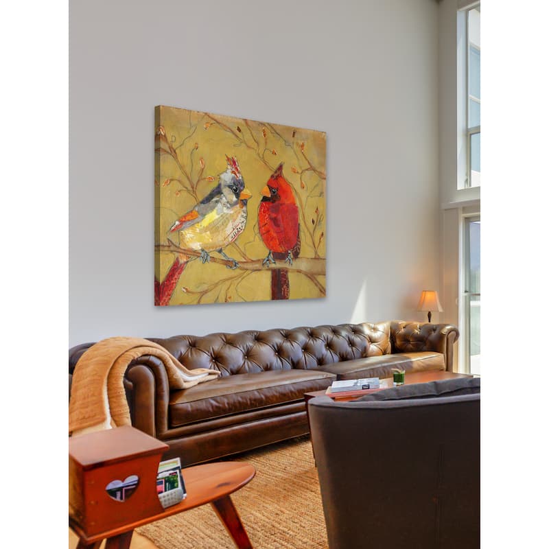 'Cardinal Conversation' Painting Print on Wrapped Canvas - Multi-Color
