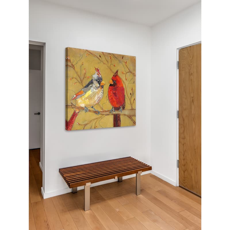 'Cardinal Conversation' Painting Print on Wrapped Canvas - Multi-Color