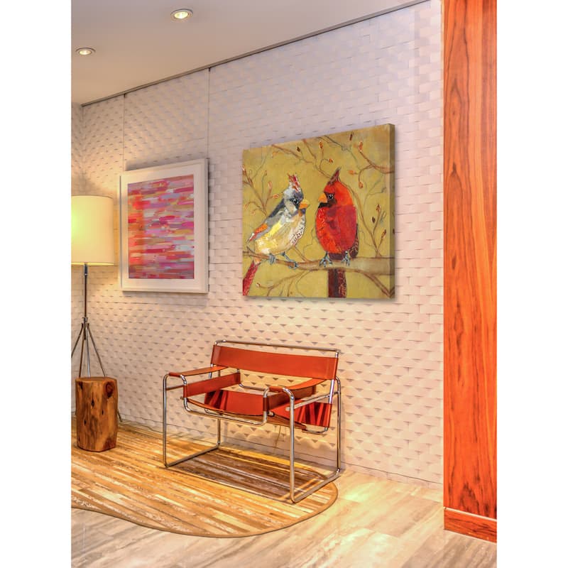 'Cardinal Conversation' Painting Print on Wrapped Canvas - Multi-Color