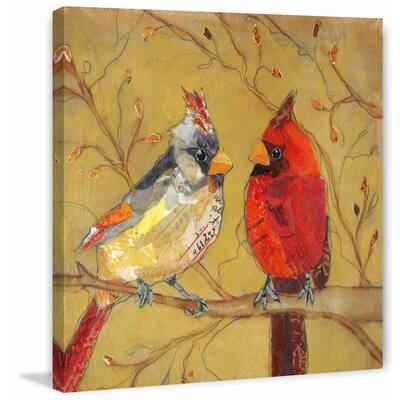 'Cardinal Conversation' Painting Print on Wrapped Canvas - Multi-Color