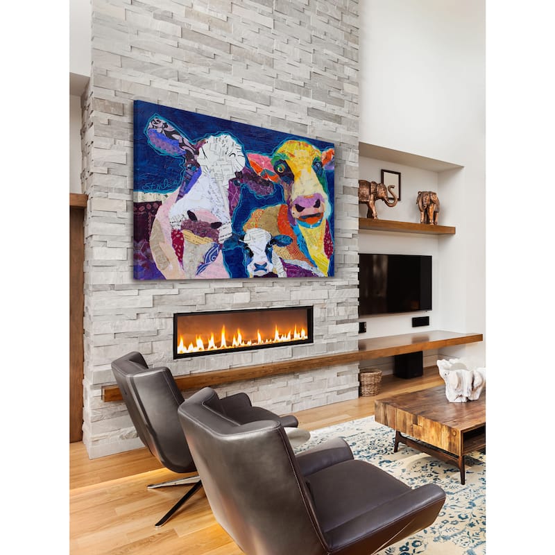 'Trois Vache' Painting Print on Wrapped Canvas - Multi-Color