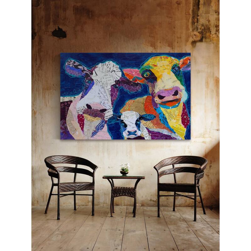 'Trois Vache' Painting Print on Wrapped Canvas - Multi-Color