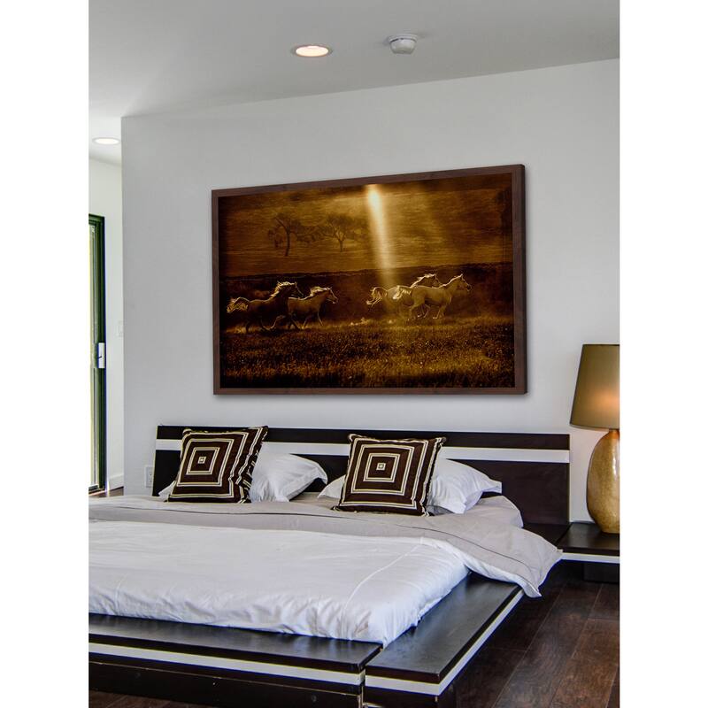 'Horses at Sunrise 2' Framed Painting Print