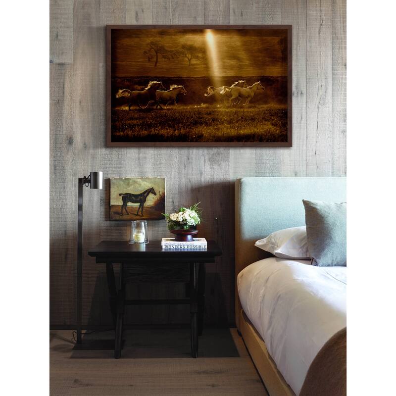'Horses at Sunrise 2' Framed Painting Print