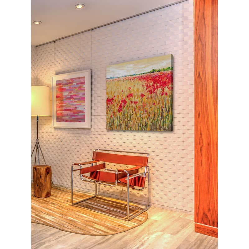 'Corn and Poppies XIV' Painting Print on Wrapped Canvas - Red