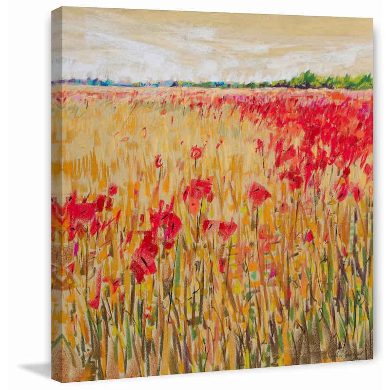'Corn and Poppies XIV' Painting Print on Wrapped Canvas - Red