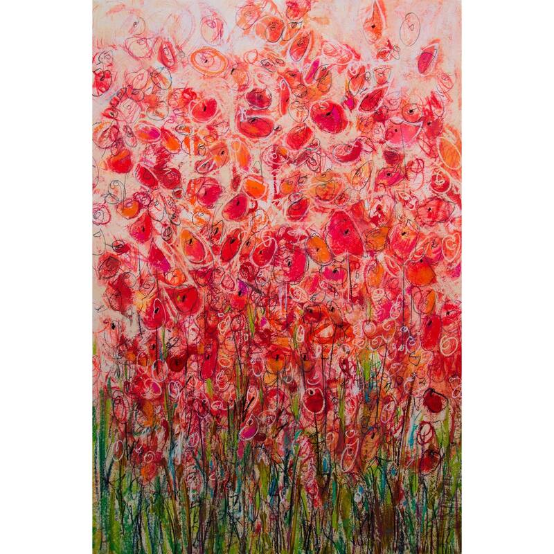 'Flowery Frenzy' Painting Print on Wrapped Canvas - Multi-Color