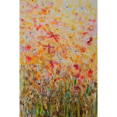 'Daisy Chain 19' Painting Print on Wrapped Canvas - Multi-Color
