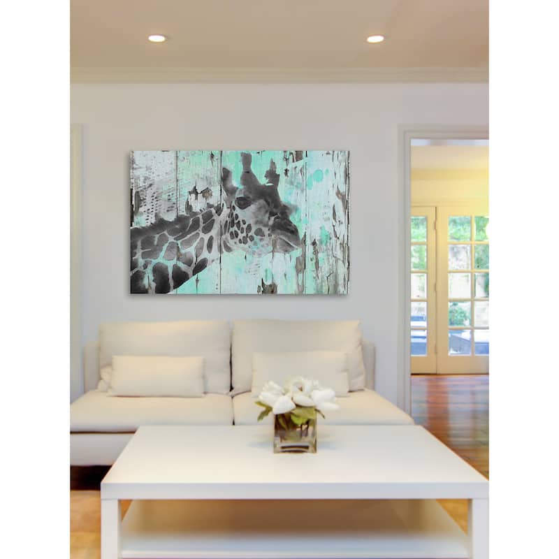 'Inquisitive Giraffe' Painting Print on Wrapped Canvas - Multi-Color