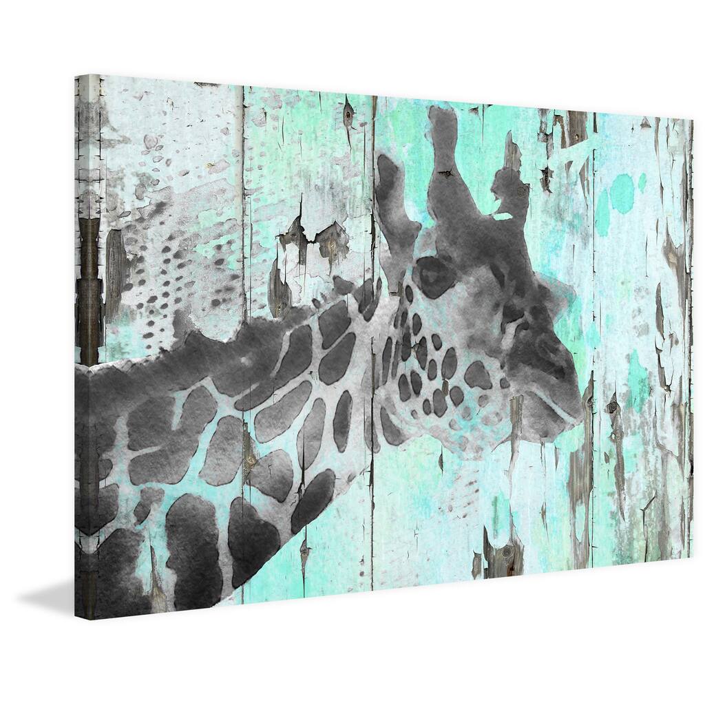'Inquisitive Giraffe' Painting Print on Wrapped Canvas - Multi-Color