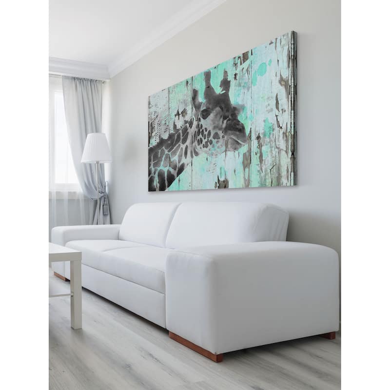 'Inquisitive Giraffe' Painting Print on Wrapped Canvas - Multi-Color