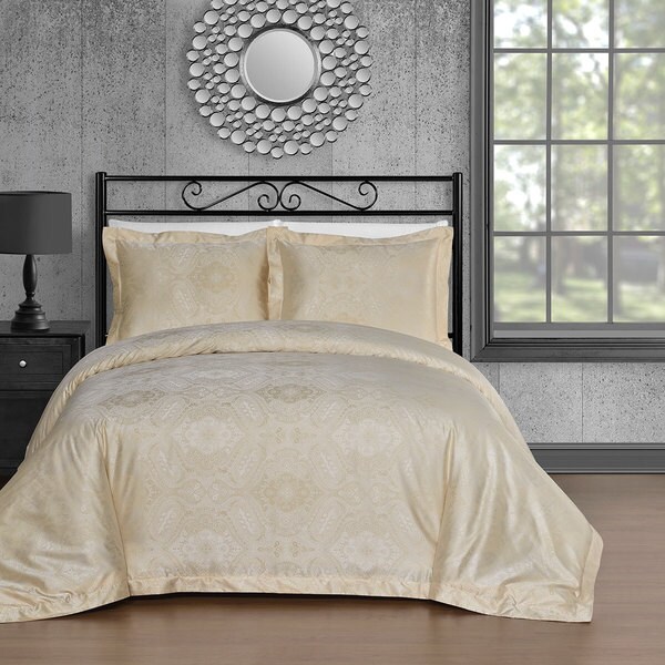 Comfy Bedding Beige Cotton Blend 450 Thread Count 3-piece Duvet Cover Set