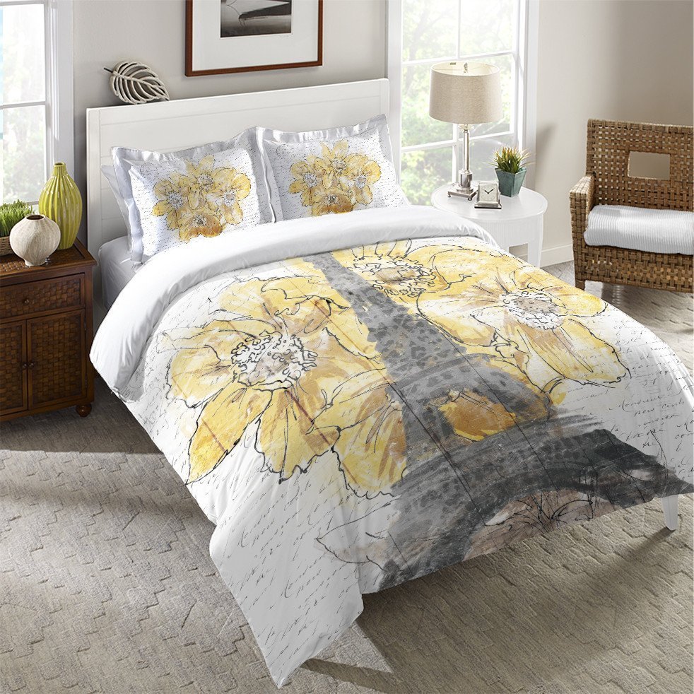 Home Furniture Diy Paris Themed Duvet Cover Set Blossom