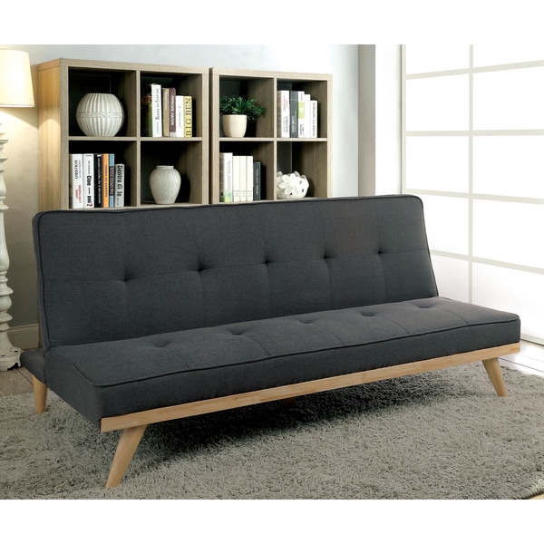 Furniture of America Talena Mid-century Modern Tufted Linen-like Fabric Futon Sofa