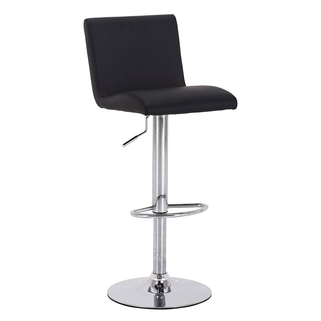 Vogue Furniture Black Leather Teardrop Footring Barstool